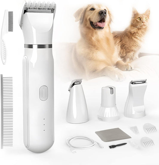 🔥2024-Ultimate Pet Grooming Kit 🐶 4-in-1 Electric Clippers with 4 Interchangeable Blades